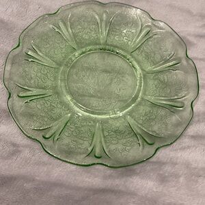 Vintage Green Glass Plate depression glass.